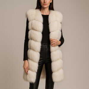 NWT Elegant Winter Faux Fur Ivory Vest